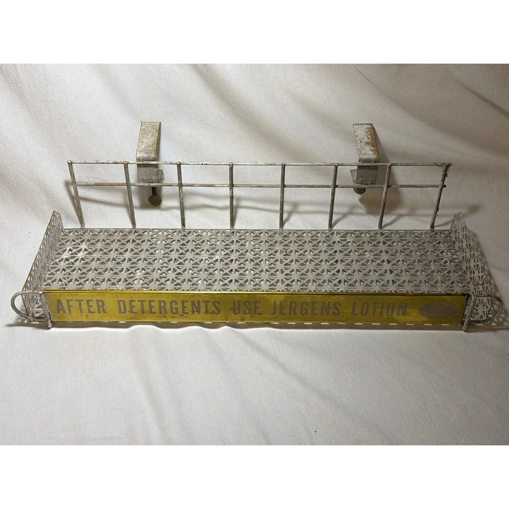 Vintage Jergens Lotion Advertising Store Display Rack Metal Wire Clamp Shelf